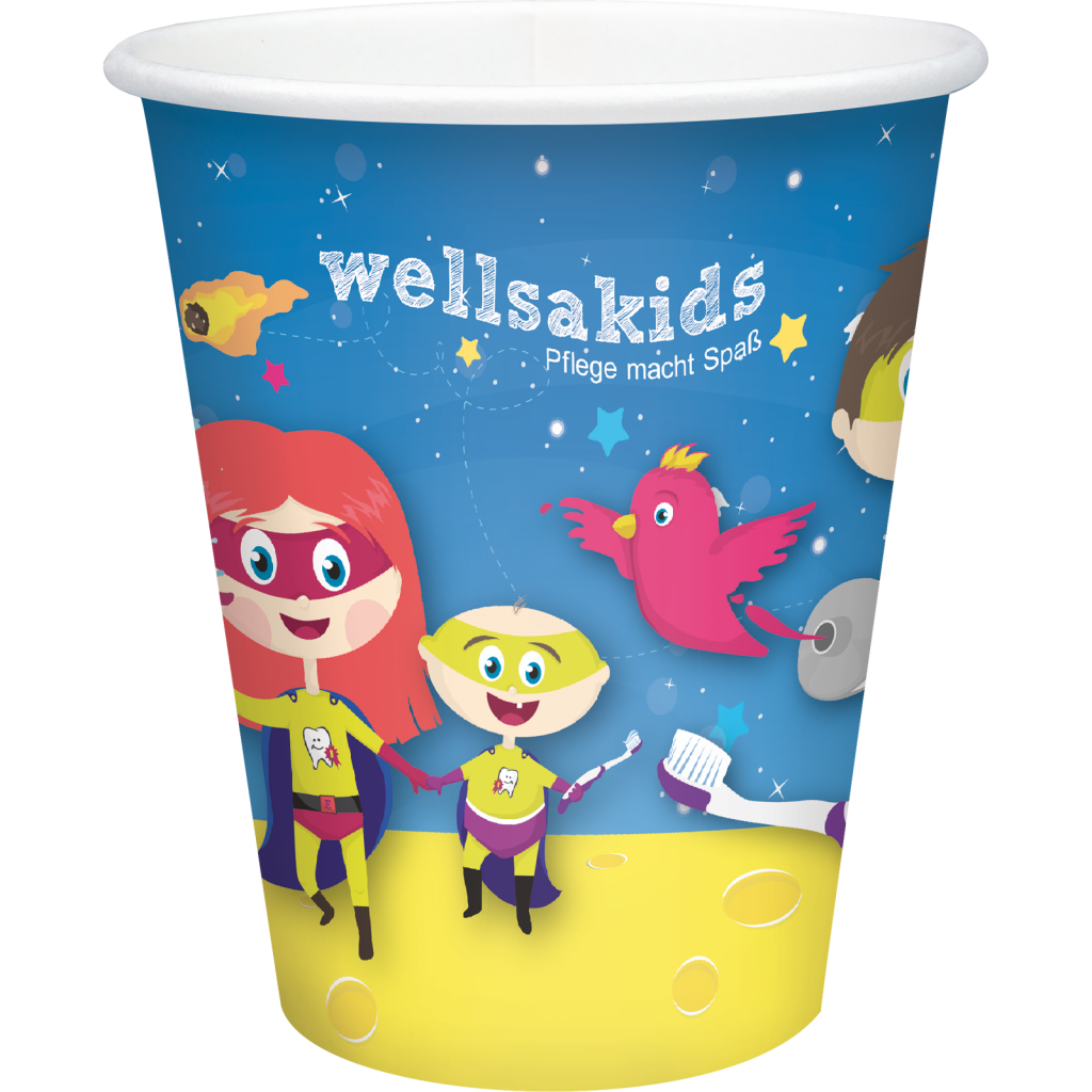 Wellsamed WELLSACUP 1000 Stück Pappbecher 180 ml, Motiv Blumen